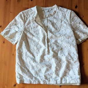 DVF White Lace Blouse, size 2